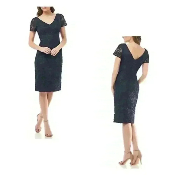 JS Collections Dresses & Skirts - JS COLLECTION Embroidered Soutache Cocktail Sheath Dress Navy Size 4